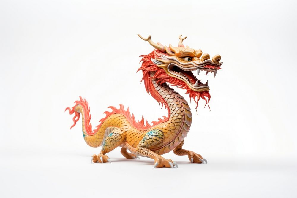 Chinese Dragon dragon animal white background. AI generated Image by rawpixel.