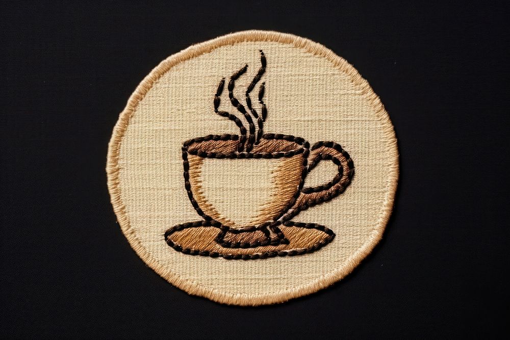Embroidery pattern coffee cup. AI generated Image by rawpixel.