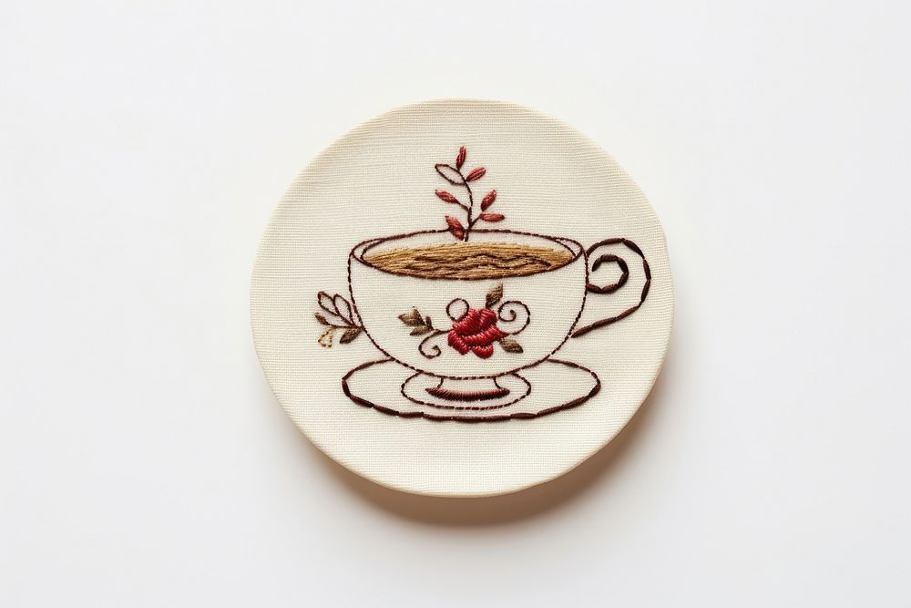 Coffee cup embroidery porcelain. AI generated Image by rawpixel.