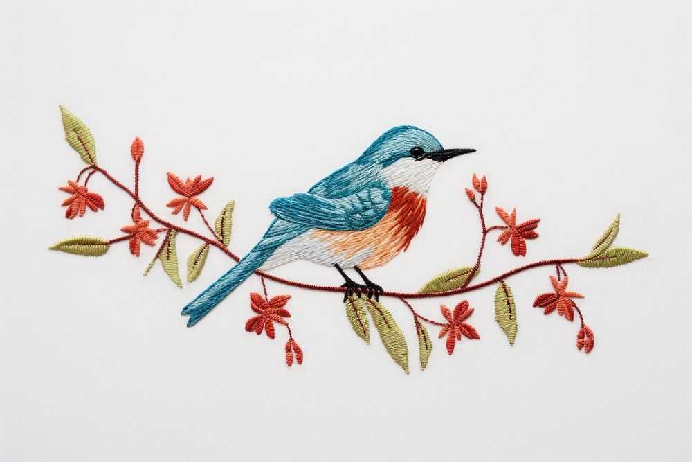 Embroidery bird animal hummingbird. AI generated Image by rawpixel.