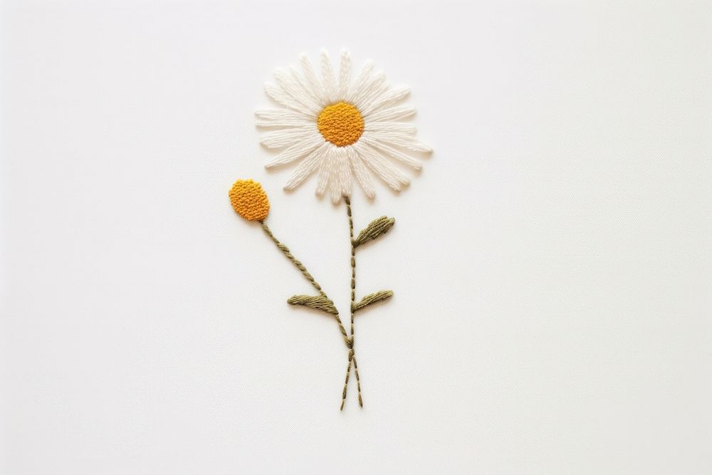 Daisy embroidery flower plant. AI generated Image by rawpixel.