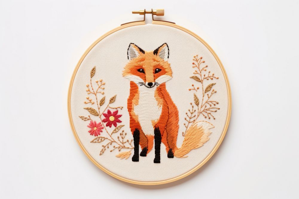 Embroidery fox pattern animal. AI generated Image by rawpixel.