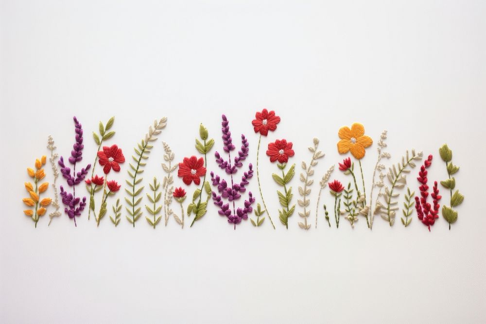 Embroidery pattern flower plant. AI generated Image by rawpixel.