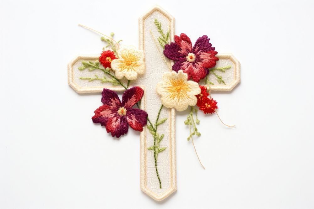 Cross embroidery flower plant. AI generated Image by rawpixel.