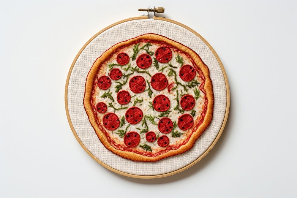 Embroidery pattern pizza plate. AI generated Image by rawpixel.