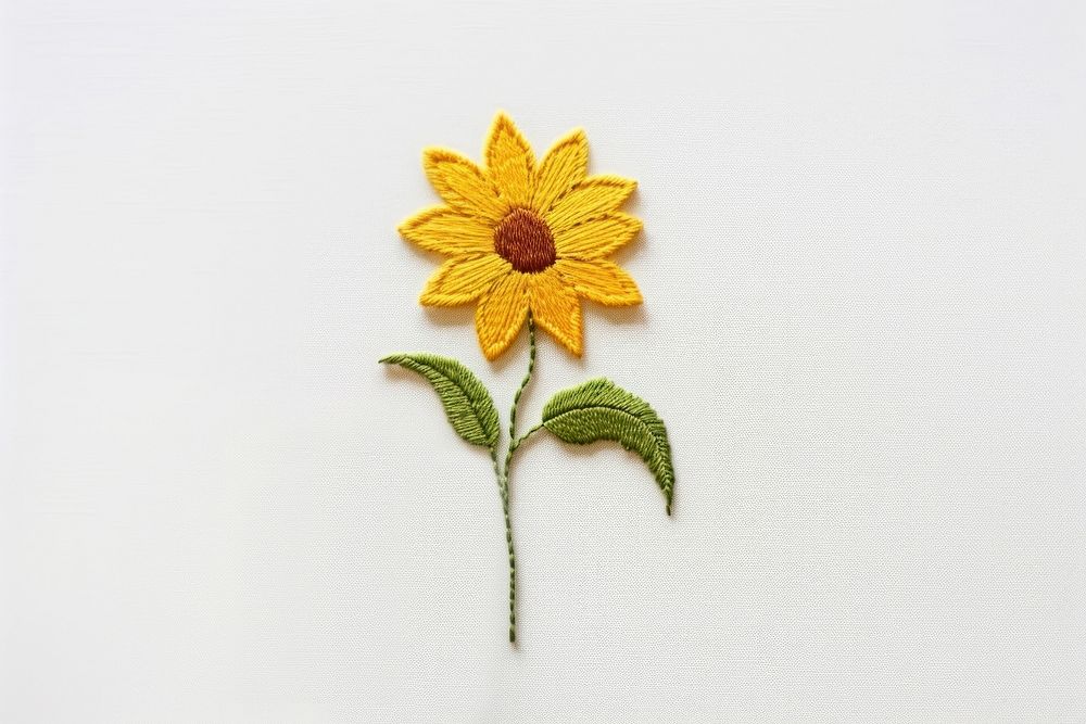 Sunflower embroidery pattern plant. AI generated Image by rawpixel.