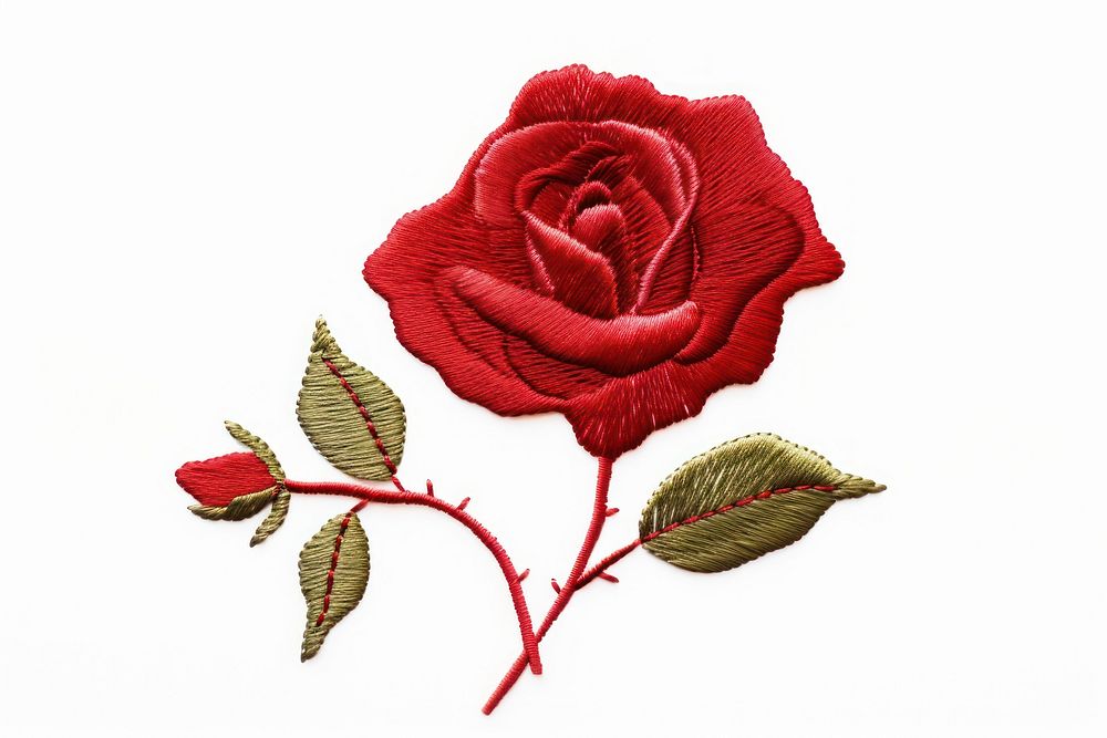 Rose embroidery flower plant. AI generated Image by rawpixel.