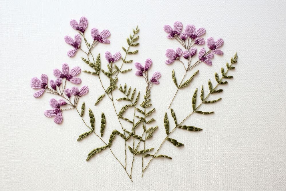 Flower embroidery purple plant. AI generated Image by rawpixel.