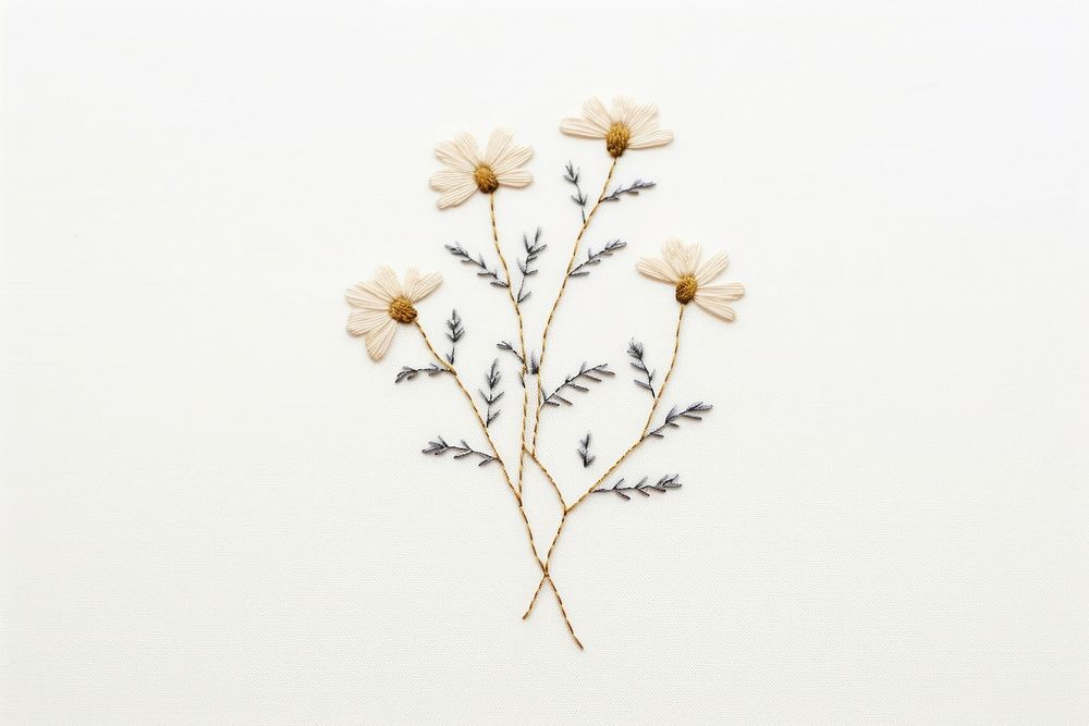 Flower embroidery plant white. AI generated Image by rawpixel.