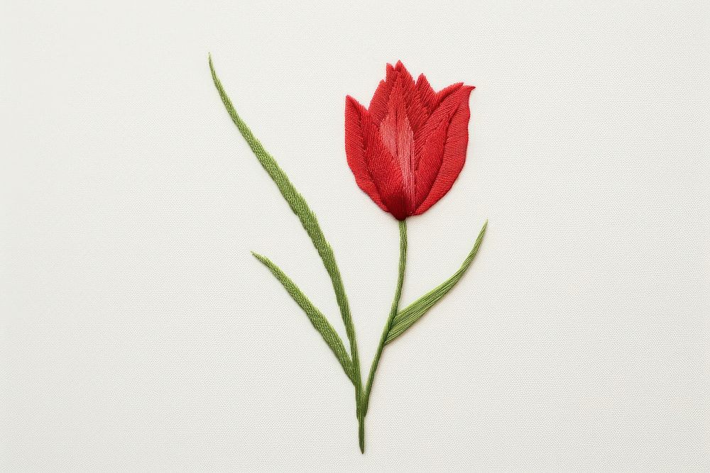 Tulip embroidery flower petal. AI generated Image by rawpixel.