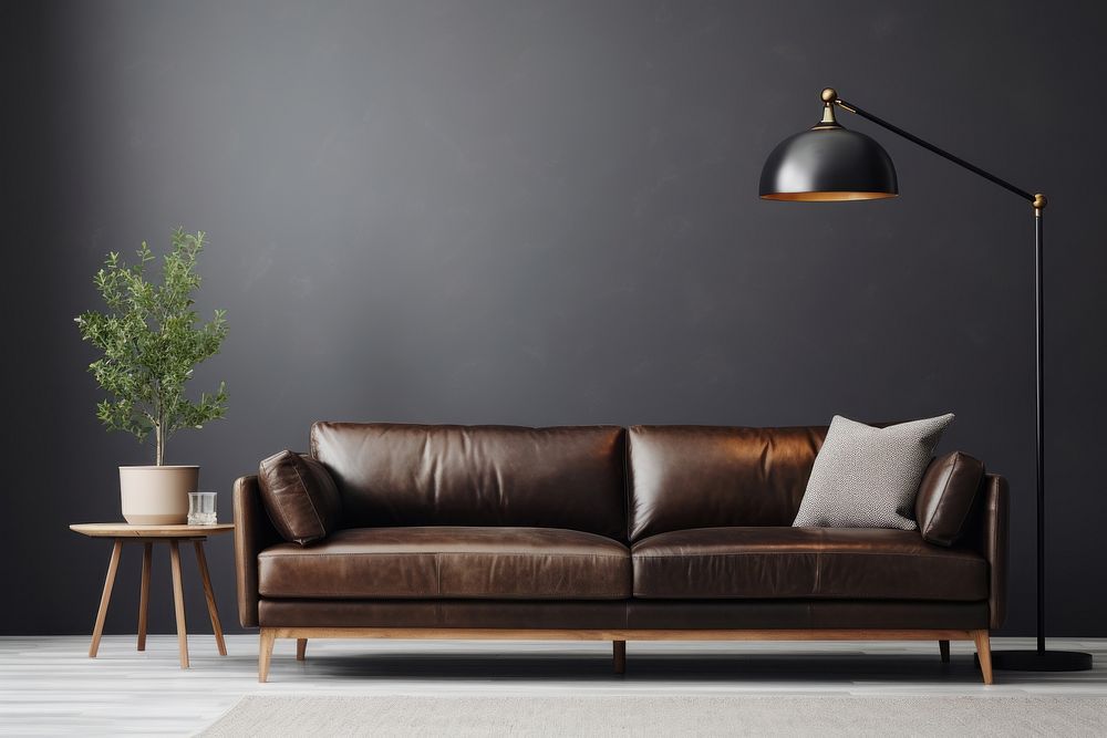 A modern living room interior design lamp furniture cushion. 