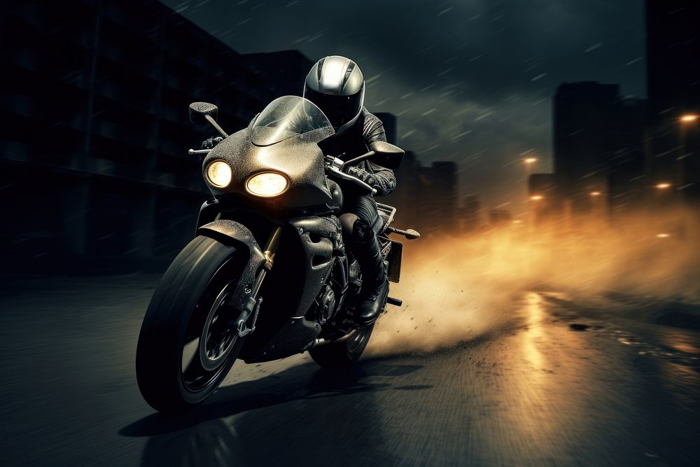 Riding motorcycle adult outdoors vehicle. AI generated Image by rawpixel.