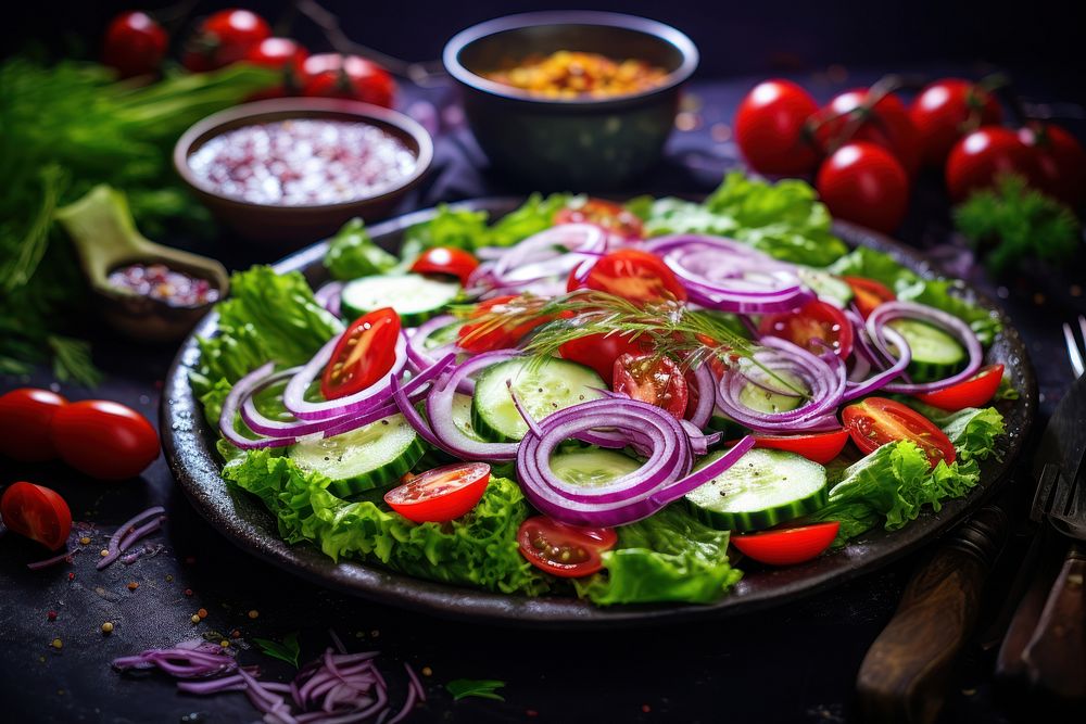 Vegan vegetable food Salad salad cucumber. AI generated Image by rawpixel.