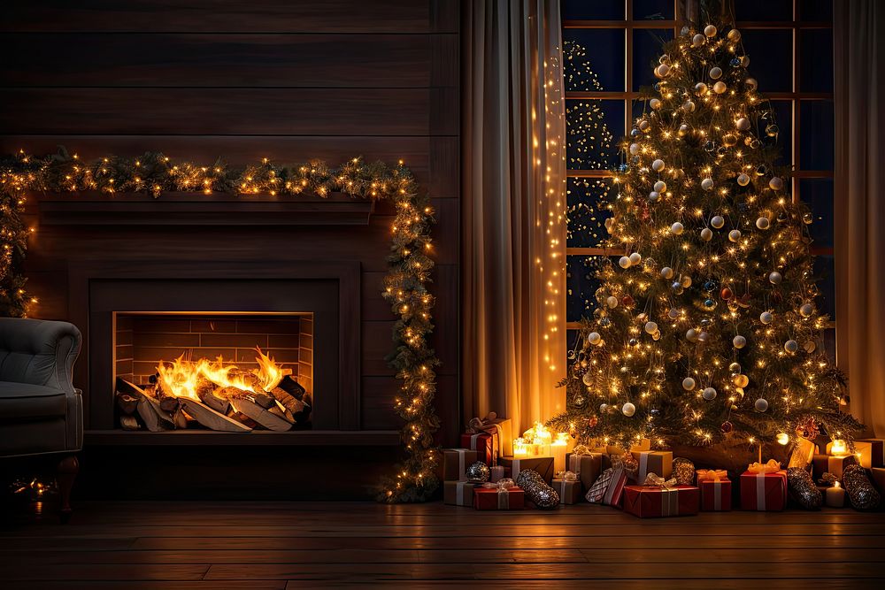 Fireplace christmas decoration light. AI generated Image by rawpixel.