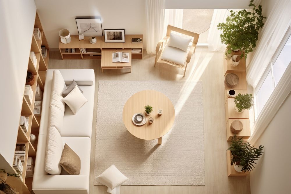 Top view interior space muji style architecture furniture. AI generated Image by rawpixel.