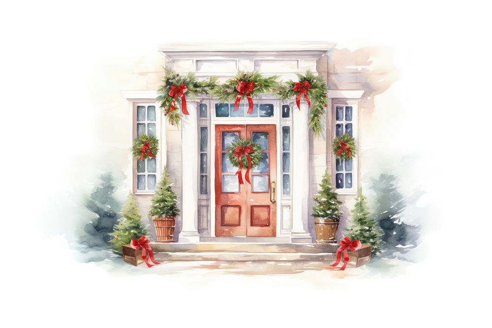 Christmas decorated architecture building house. AI generated Image by rawpixel.