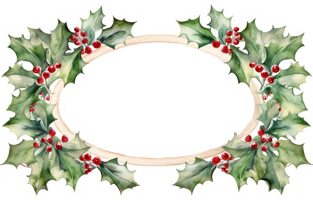 Christmas holly frame pattern wreath plant. AI generated Image by rawpixel.