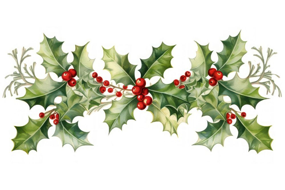 Christmas holly frame plant leaf white background. AI generated Image by rawpixel.