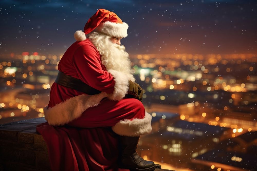 Night festive light santa claus chimney. AI generated Image by rawpixel.