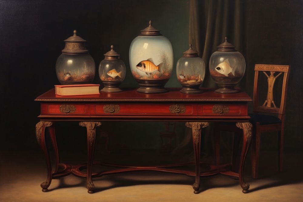 A small fish tank furniture painting table. AI generated Image by rawpixel.