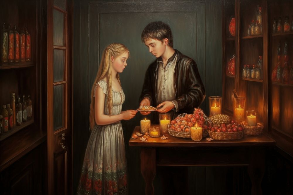 Painting romantic adult food. AI generated Image by rawpixel.