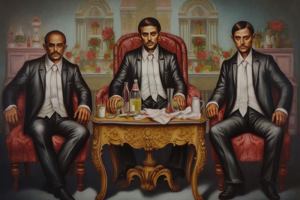 Italian mafia painting art portrait. AI generated Image by rawpixel.