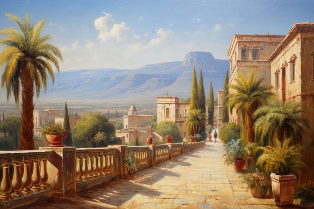 Italy painting architecture landscape. 