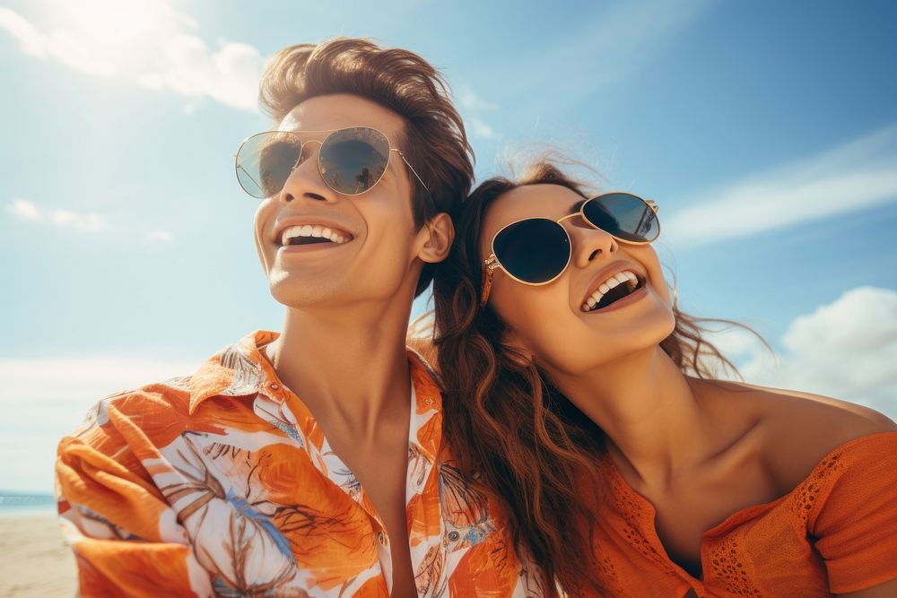 Sunglasses laughing vacation summer. AI generated Image by rawpixel.