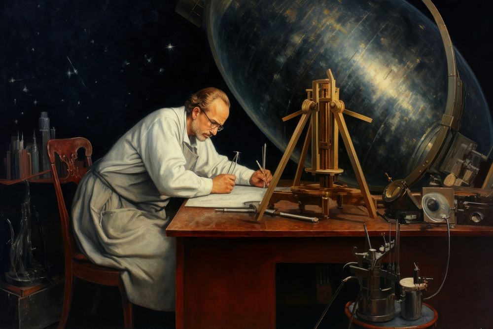 Painting astronomy adult man. AI generated Image by rawpixel.