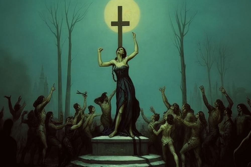 Painting cross grave adult. AI generated Image by rawpixel.