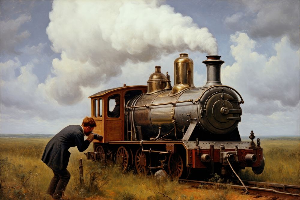 Locomotive painting vehicle railway. AI generated Image by rawpixel.