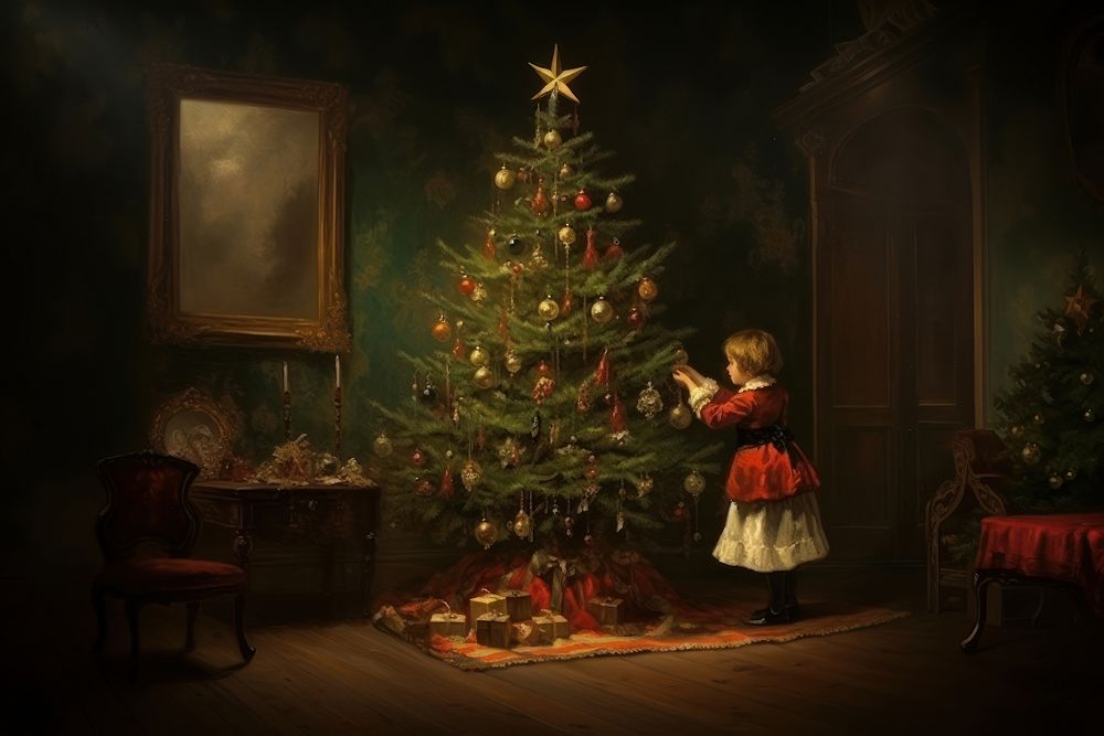 A christmas tree painting art anticipation. AI generated Image by rawpixel.