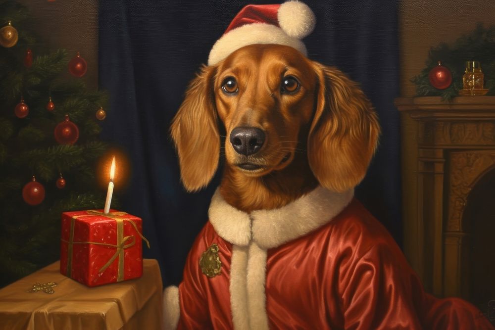 A christmas dog animal mammal hound. AI generated Image by rawpixel.