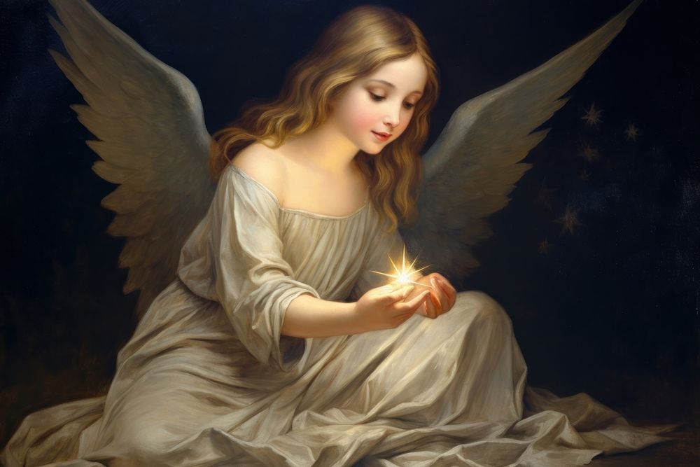 A christmas star painting angel art. 