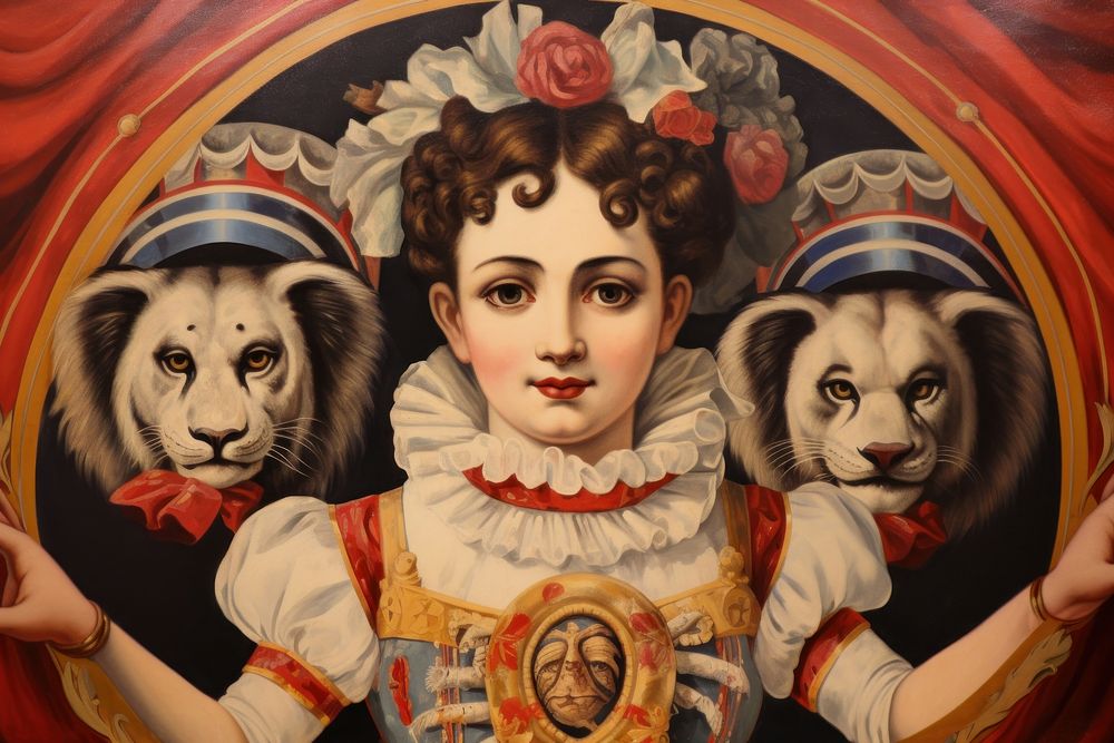 A circus animal painting art portrait. 