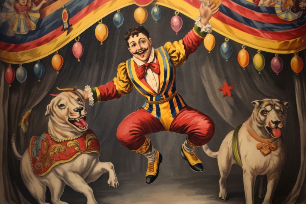 A circus animal painting mammal art. 