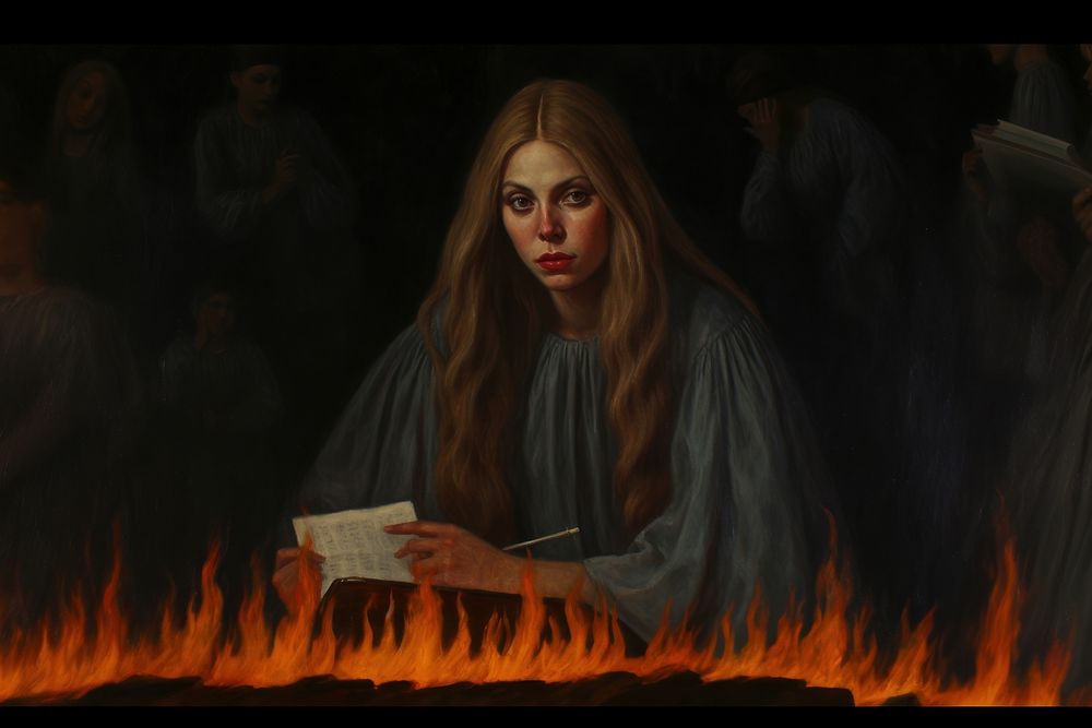 A salem witch trial painting portrait adult. AI generated Image by rawpixel.