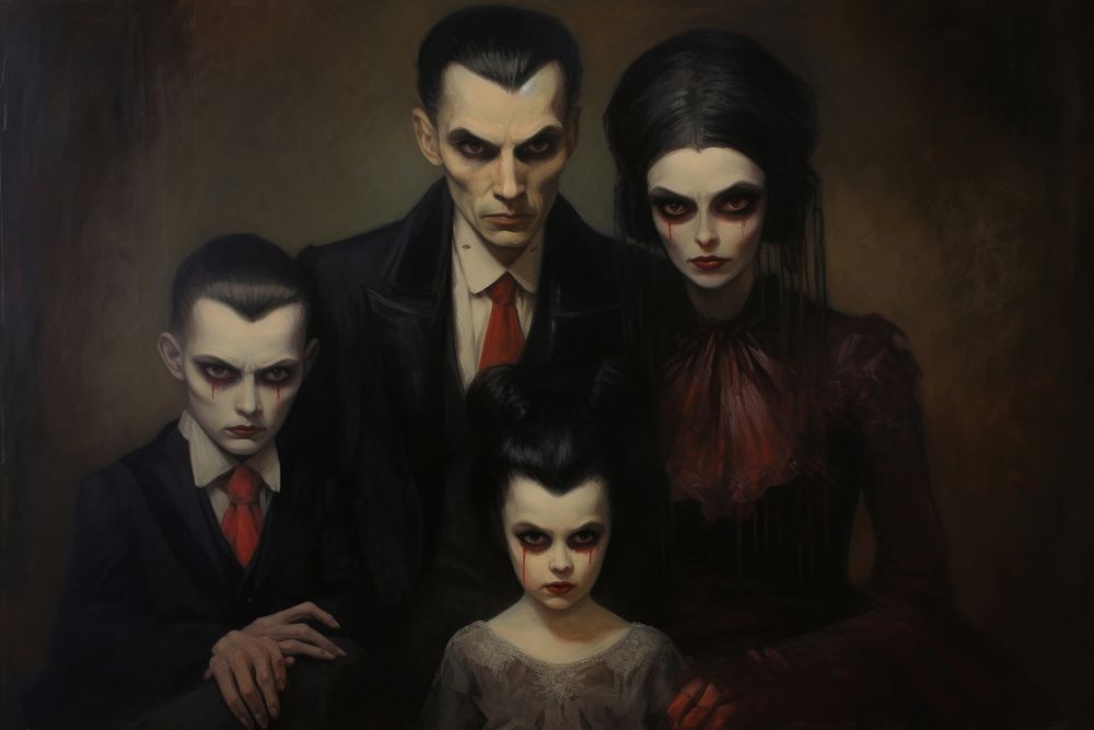 A vampire family painting portrait adult. 