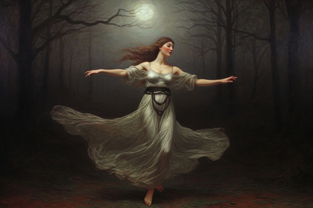 Dancing painting night moon. AI generated Image by rawpixel.