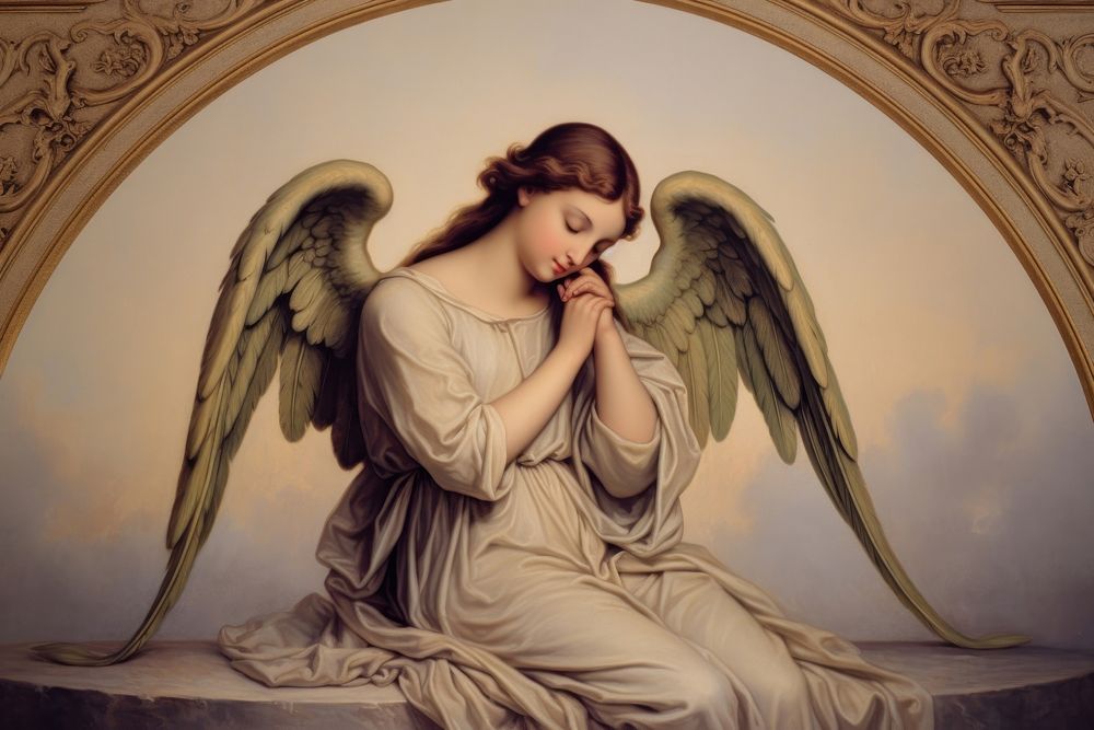 Angel art representation contemplation. AI generated Image by rawpixel.