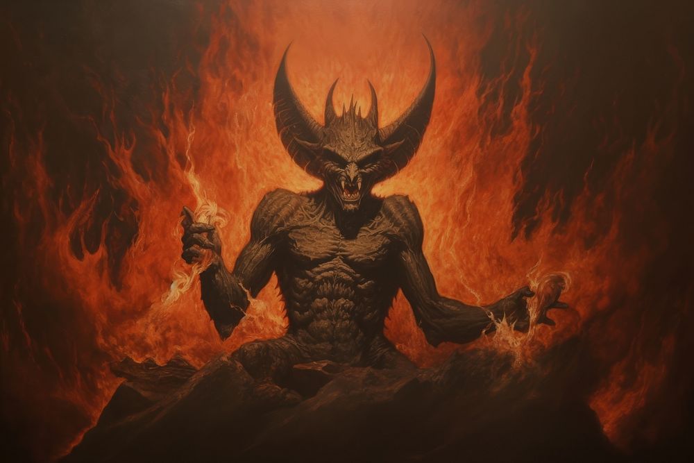 A satan painting fire art. AI generated Image by rawpixel.