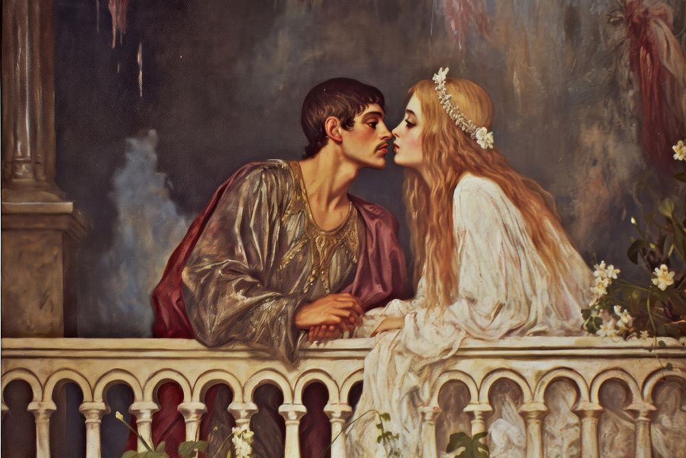 Painting art romantic kissing. AI generated Image by rawpixel.
