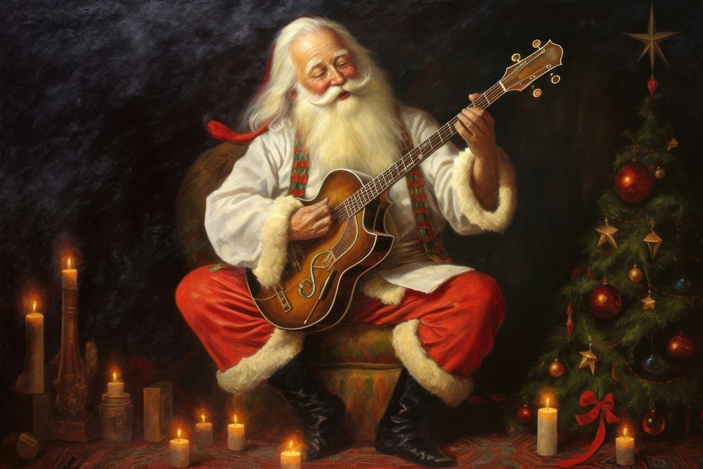 Santa claus christmas painting musician. AI generated Image by rawpixel.