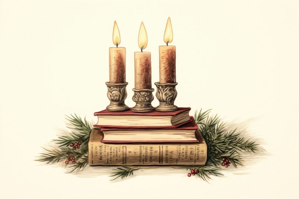 Festive candles lighting book spirituality. AI generated Image by rawpixel.