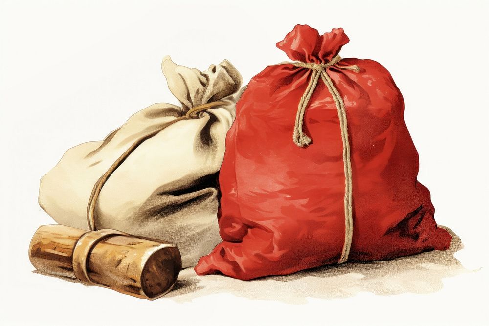 Sack bag red white background. AI generated Image by rawpixel.