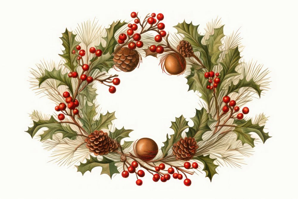 Christmas acorn wreath plant food celebration. AI generated Image by rawpixel.