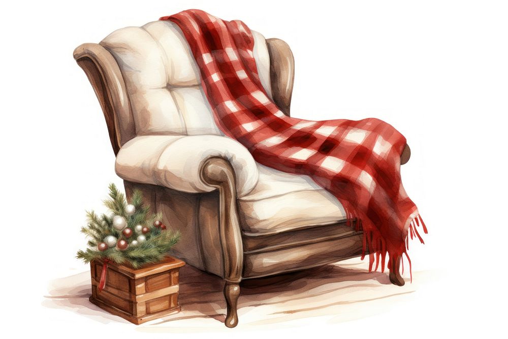 Christmas blanket armchair furniture comfortable. AI generated Image by rawpixel.