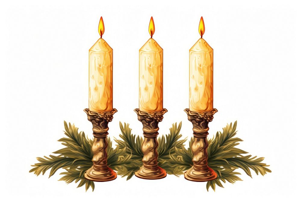 Christmas candles lighting white background illuminated. AI generated Image by rawpixel.