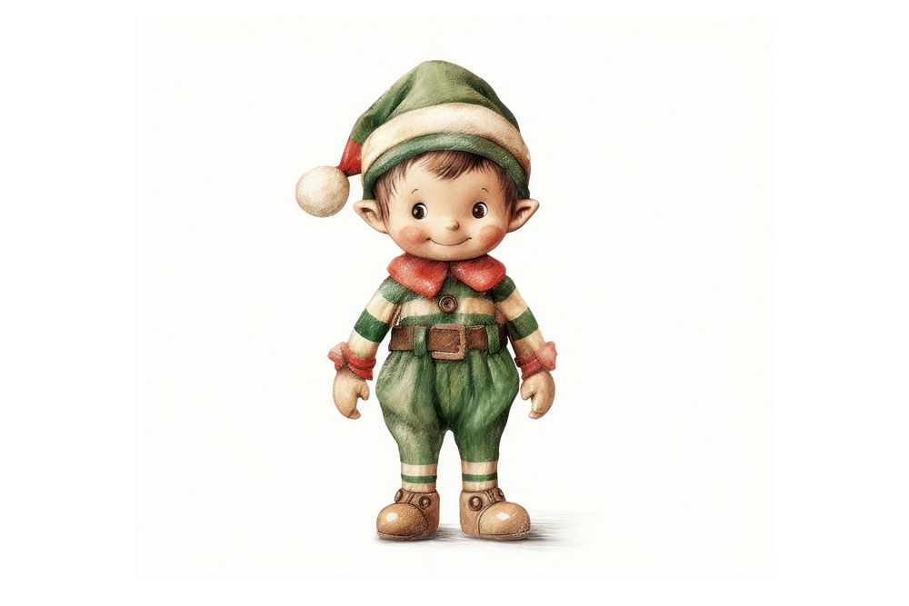 Christmas elf stuff toy figurine white background representation. AI generated Image by rawpixel.
