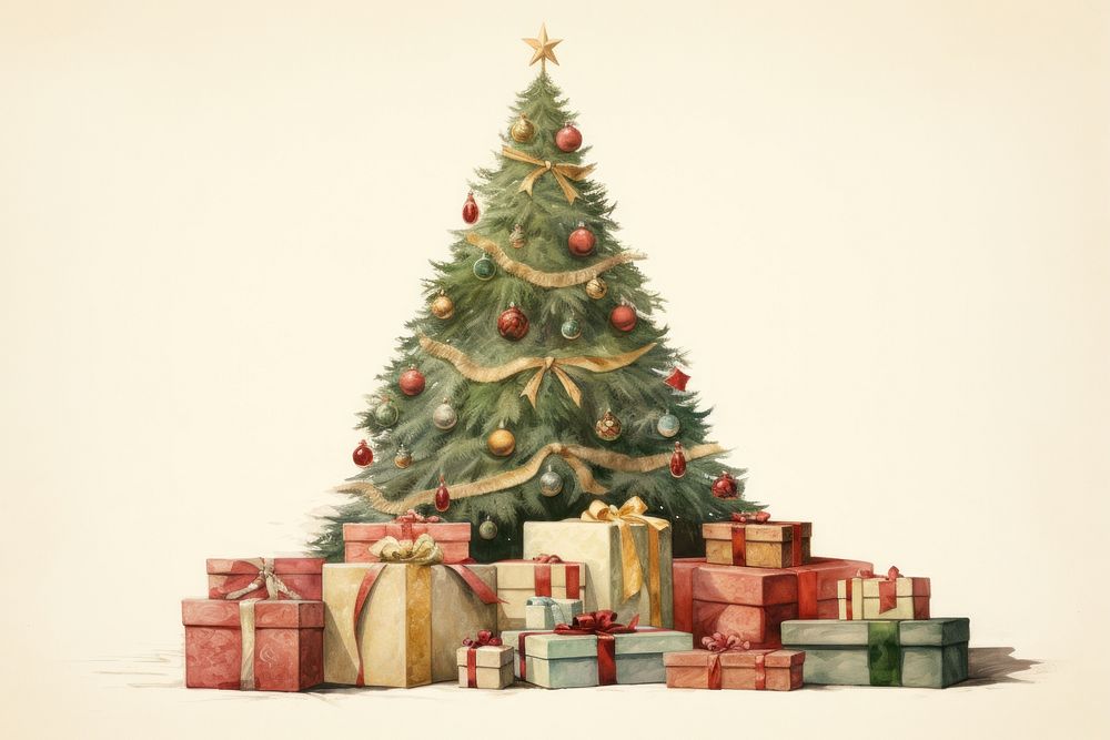 Christmas presents tree plant christmas tree. AI generated Image by rawpixel.